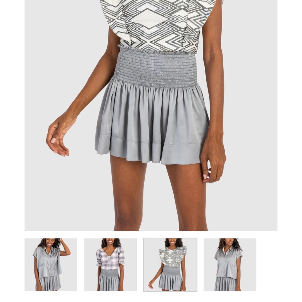 Shadow grey poly satin Koch skirt